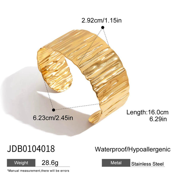 Wholesale Women's Stainless Steel Wide Face Geometric Bracelet With Electroplating