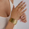Wholesale Women's Stainless Steel Wide Face Geometric Bracelet With Electroplating