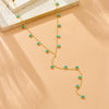 Wholesale Women's Stainless Steel Yshaped Tassel Necklace With Round Turquoise Electroplating Design