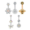 Wholesale Women's Stainless Steel Zircon Belly Button Ring With Electroplating
