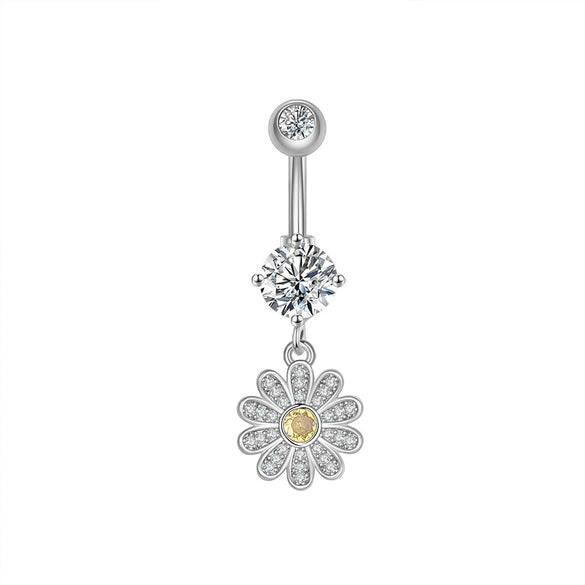 Wholesale Women's Stainless Steel Zircon Belly Button Ring With Electroplating