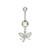 Wholesale Women's Stainless Steel Zircon Belly Button Ring With Electroplating