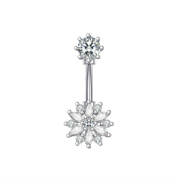 Wholesale Women's Stainless Steel Zircon Belly Button Ring With Electroplating