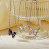 Wholesale Women's Stainless Steel Zircon Butterfly Sweet Style Necklace With Ochain Set With Glass