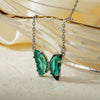 Wholesale Women's Stainless Steel Zircon Butterfly Sweet Style Necklace With Ochain Set With Glass
