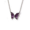 Wholesale Women's Stainless Steel Zircon Butterfly Sweet Style Necklace With Ochain Set With Glass