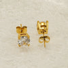 Wholesale Women's 316L Stainless Steel Zircon Earrings Simple Geometric Style Electroplated