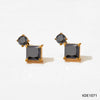 Wholesale Women's Stainless Steel Zircon Earrings Square Geometric Style With Electroplating