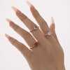 Wholesale Women's Stainless Steel Zircon Full Diamond Ring With 18K Gold Electroplated Tail And Food Finger Rings In Geometric Style