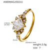 Wholesale Women's Stainless Steel Zircon Full Diamond Ring With 18K Gold Electroplated Tail And Food Finger Rings In Geometric Style