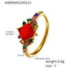 Wholesale Women's Stainless Steel Zircon Full Diamond Ring With 18K Gold Electroplated Tail And Food Finger Rings In Geometric Style