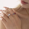 Wholesale Women's Stainless Steel Zircon Full Diamond Ring With 18K Gold Electroplated Tail And Food Finger Rings In Geometric Style