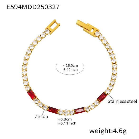 Wholesale Women's 316L Stainless Steel Zircon Geometric Multicolor Electroplated Luxury Bracelet Jewelry