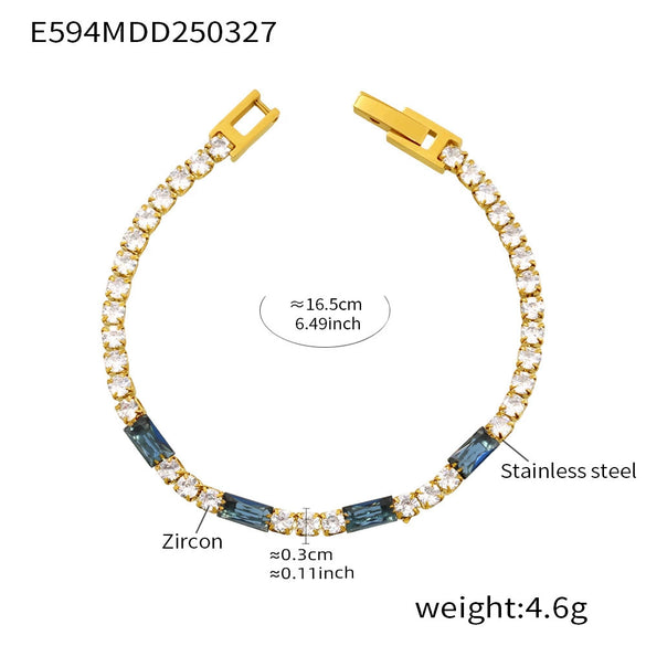 Wholesale Women's 316L Stainless Steel Zircon Geometric Multicolor Electroplated Luxury Bracelet Jewelry