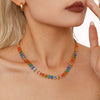 Wholesale Women's Stainless Steel Zircon Geometric Splicing Light Luxury Style Handinlaid Necklace Plated With Real Gold