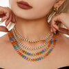 Wholesale Women's Stainless Steel Zircon Geometric Splicing Light Luxury Style Handinlaid Necklace Plated With Real Gold