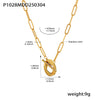 Wholesale Women's 316L Stainless Steel Zircon Geometric Square Pendant Necklace With Gold Plated Electroplating Double Layer Stacked Chain