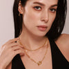 Wholesale Women's 316L Stainless Steel Zircon Geometric Square Pendant Necklace With Gold Plated Electroplating Double Layer Stacked Chain