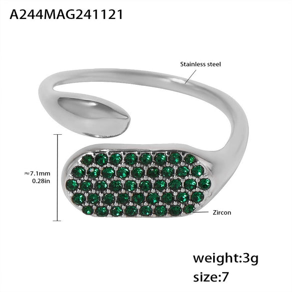 Wholesale Women's 316L Stainless Steel Zircon Geometry Open Casting Electroplated Light Luxury Ring