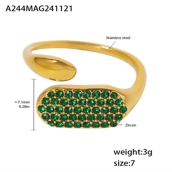 Wholesale Women's 316L Stainless Steel Zircon Geometry Open Casting Electroplated Light Luxury Ring