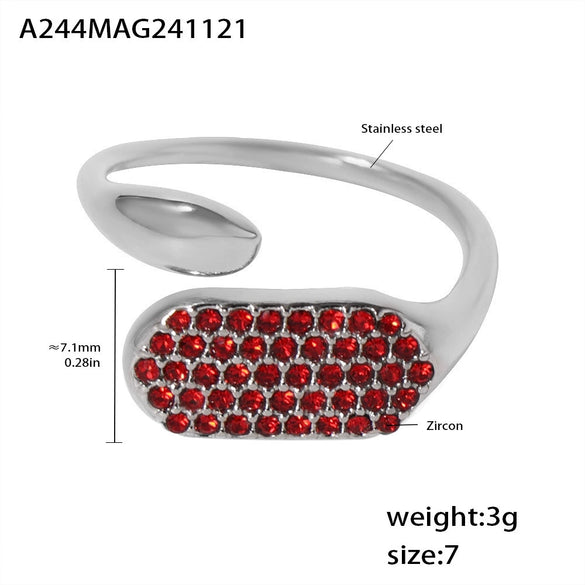 Wholesale Women's 316L Stainless Steel Zircon Geometry Open Casting Electroplated Light Luxury Ring