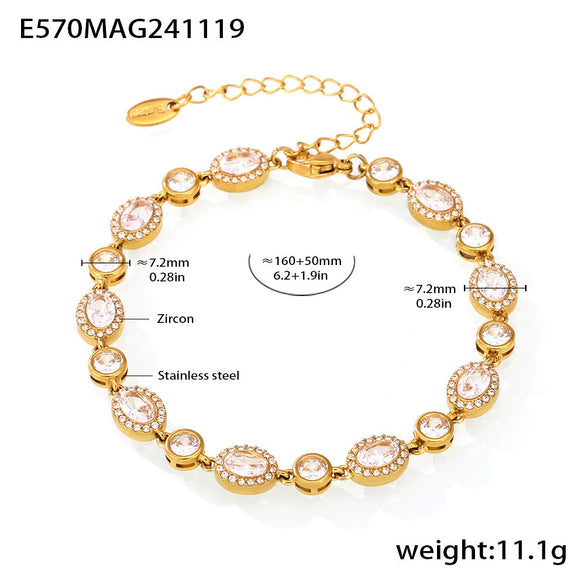 Wholesale Women's 316L Stainless Steel Zircon Gypsophila Handmade Pvd Plated Geometric Pattern Bracelet Jewelry