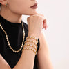 Wholesale Women's 316L Stainless Steel Zircon Gypsophila Handmade Pvd Plated Geometric Pattern Bracelet Jewelry