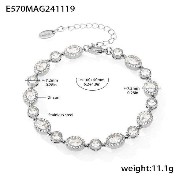 Wholesale Women's 316L Stainless Steel Zircon Gypsophila Handmade Pvd Plated Geometric Pattern Bracelet Jewelry