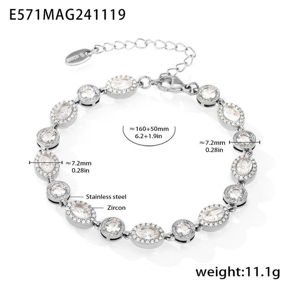 Wholesale Women's 316L Stainless Steel Zircon Gypsophila Handmade Pvd Plated Geometric Pattern Bracelet Jewelry
