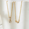 Wholesale Women's Stainless Steel Zircon Heart And Drop Shape Pendant Necklace With Oshaped Chain 18K Gold Plated Ins Style Minimalist