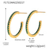 Wholesale Women's Stainless Steel Zircon Inlaid Geometric U Shape Light Luxury Style Circle Earrings With Electroplating Treatment