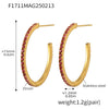 Wholesale Women's Stainless Steel Zircon Inlaid Geometric U Shape Light Luxury Style Circle Earrings With Electroplating Treatment