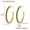 Wholesale Women's Stainless Steel Zircon Inlaid Geometric U Shape Light Luxury Style Circle Earrings With Electroplating Treatment
