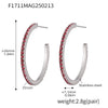 Wholesale Women's Stainless Steel Zircon Inlaid Geometric U Shape Light Luxury Style Circle Earrings With Electroplating Treatment