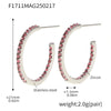 Wholesale Women's Stainless Steel Zircon Inlaid Geometric U Shape Light Luxury Style Circle Earrings With Electroplating Treatment