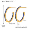 Wholesale Women's Stainless Steel Zircon Inlaid Geometric U Shape Light Luxury Style Circle Earrings With Electroplating Treatment