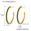 Wholesale Women's Stainless Steel Zircon Inlaid Geometric U Shape Light Luxury Style Circle Earrings With Electroplating Treatment