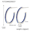 Wholesale Women's Stainless Steel Zircon Inlaid Geometric U Shape Light Luxury Style Circle Earrings With Electroplating Treatment