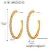 Wholesale Women's Stainless Steel Zircon Inlaid Geometric U Shape Light Luxury Style Circle Earrings With Electroplating Treatment