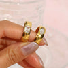 Wholesale Women's Stainless Steel Zircon Ring With Geometric Styling And 18K Gold Plated Electroplating