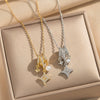 Wholesale Women's Star Pattern Pearl Ring And Full Diamond Necklace With Titanium Steel And Copper Inlaid Zircon O Word Chain Gold Plated