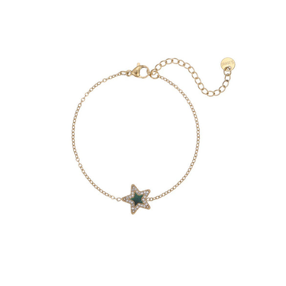 Wholesale Women's Starshaped Stainless Steel And 18K Gold Electroplated Zircon Bracelets Niche Design Simple And Elegant