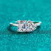 Wholesale Women's 925 Sterling Silver Alien Moissanite Emerald Cut Ring Plated Pt950 Gold Geometric Light Luxury Style