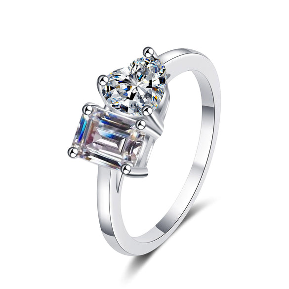Wholesale Women's 925 Sterling Silver Alien Moissanite Emerald Cut Ring Plated Pt950 Gold Geometric Light Luxury Style