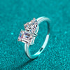 Wholesale Women's 925 Sterling Silver Alien Moissanite Emerald Cut Ring Plated Pt950 Gold Geometric Light Luxury Style