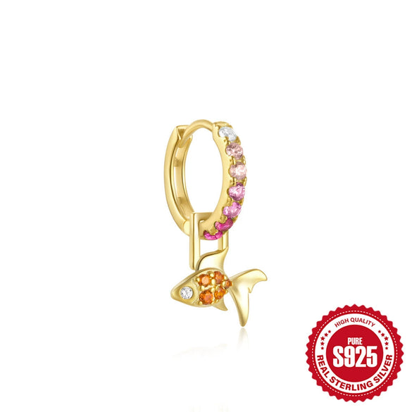 Wholesale Women's 925 Sterling Silver Animal Goldfish Charm Earrings With Electroplating Treatment