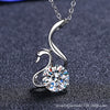 Wholesale Women's Sterling Silver Animals Zodiac Swan Pendant Cross Chain Necklace With Simulation Diamond And Electroplating Treatment