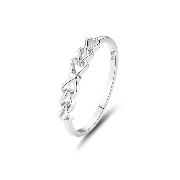 Wholesale Women's 925 Sterling Silver Bow And Heart Pattern Fashion Ring With Electroplating
