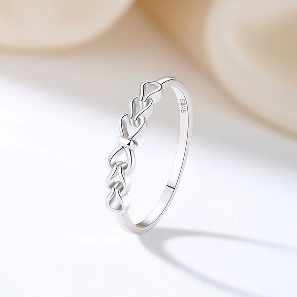 Wholesale Women's 925 Sterling Silver Bow And Heart Pattern Fashion Ring With Electroplating