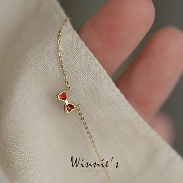 Wholesale Women's Sterling Silver Bow Pendant Necklace With Diamond Design And Ochain